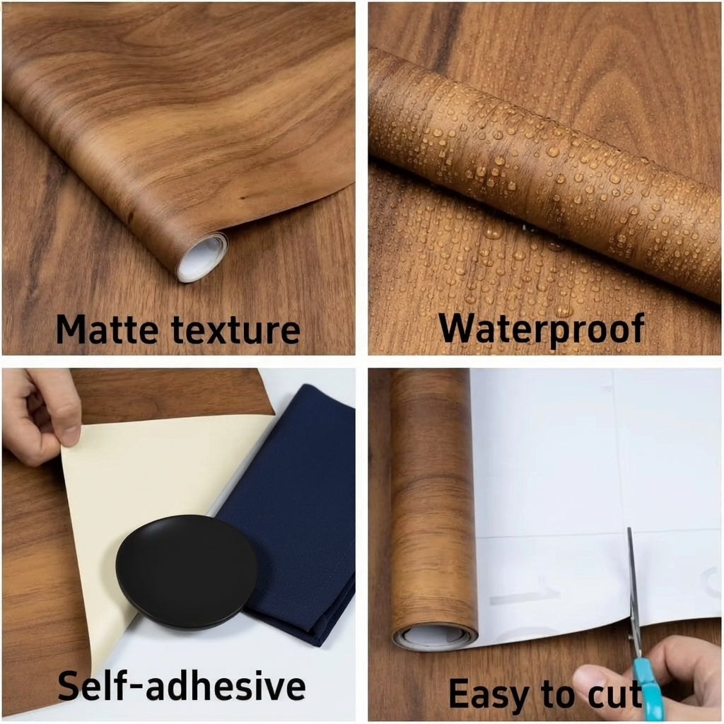 ✨ 6-Roll Pack Premium Waterproof Self-Adhesive Wood Grain Floor Stickers – Easy DIY PVC Flooring for Home Renovation