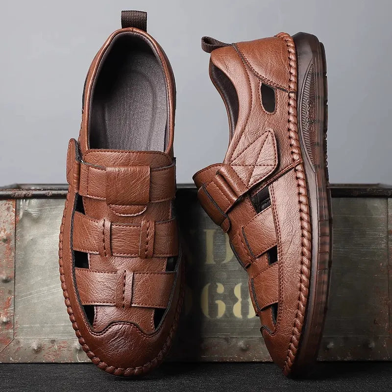 👞 Men's New Style Leather Sandals with Closed Toe
