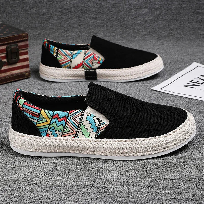 Men's Casual Geometric Print Slip-On Walking Loafers ⭐