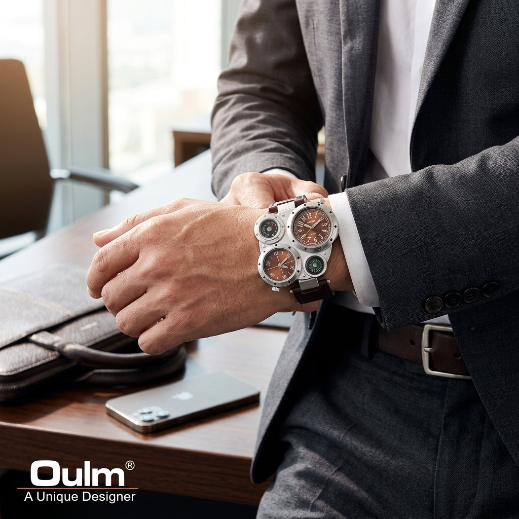 Oulm Mens Watches Antique Quartz Watch   Wristwatch Casual Leather Strap2026⌚