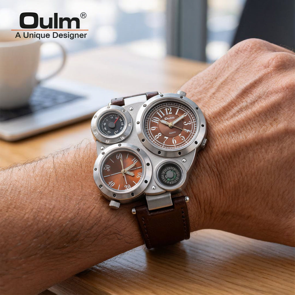 Oulm Mens Watches Antique Quartz Watch   Wristwatch Casual Leather Strap2026⌚