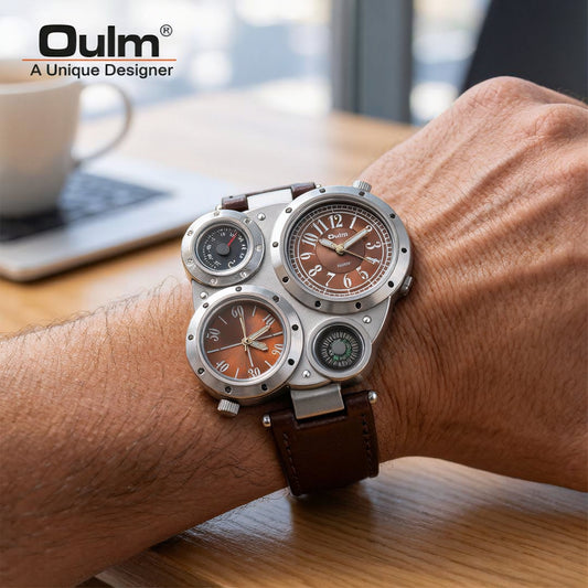 Oulm Mens Watches Antique Quartz Watch   Wristwatch Casual Leather Strap2026⌚