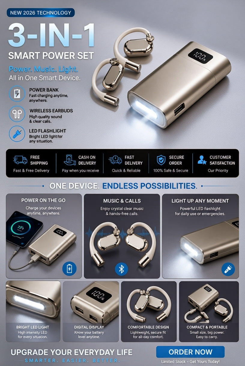 ⚡ Écouteurs Intelligents 3-en-1 avec Power Bank & Écran LED 2026