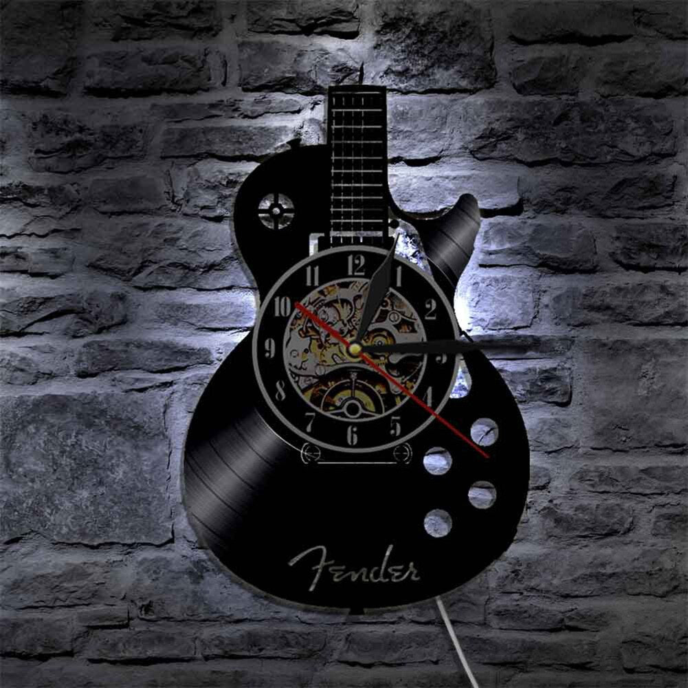 🎸 2026 LED Guitar Vinyl Wall Clock – Silent Quartz Music Decor-2026🌈