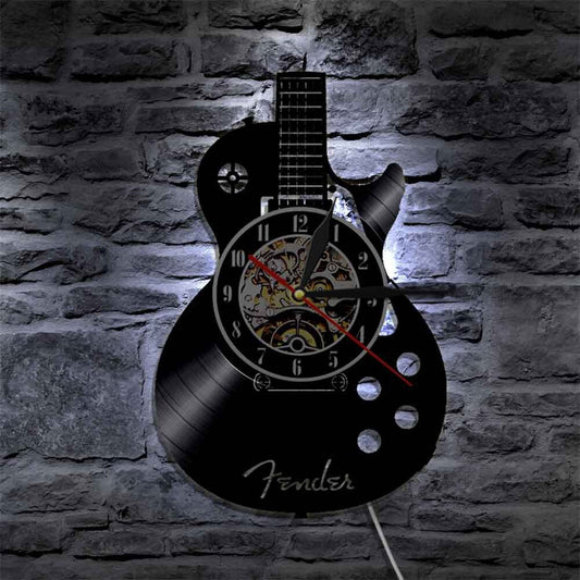 🎸 2026 LED Guitar Vinyl Wall Clock – Silent Quartz Music Decor-2026🌈