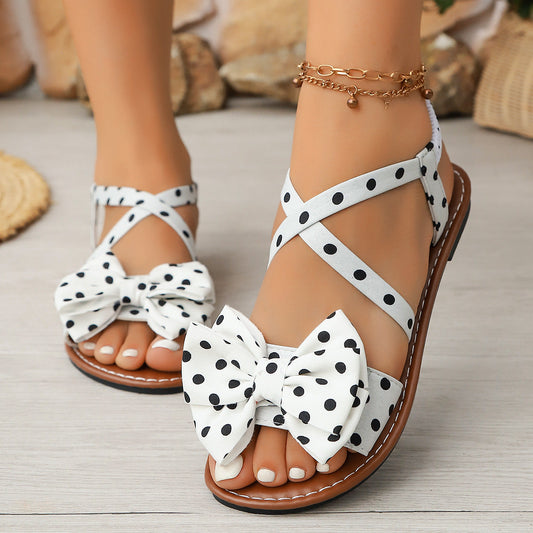 Sale Bootara Women’s Bellevia Polka Dot Bow Flat Sandals – Cross Strap Cute Peep Toe Summer Shoes   2026 💎