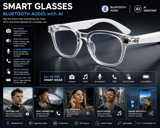 AI Smart Glasses with Bluetooth Audio – Style Meets Technology ✨