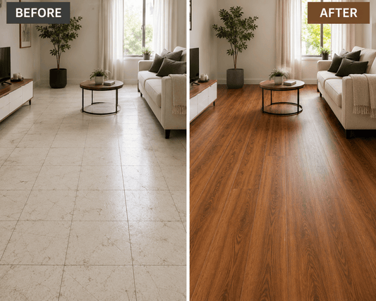 ✨ 6-Roll Pack Premium Waterproof Self-Adhesive Wood Grain Floor Stickers – Easy DIY PVC Flooring for Home Renovation