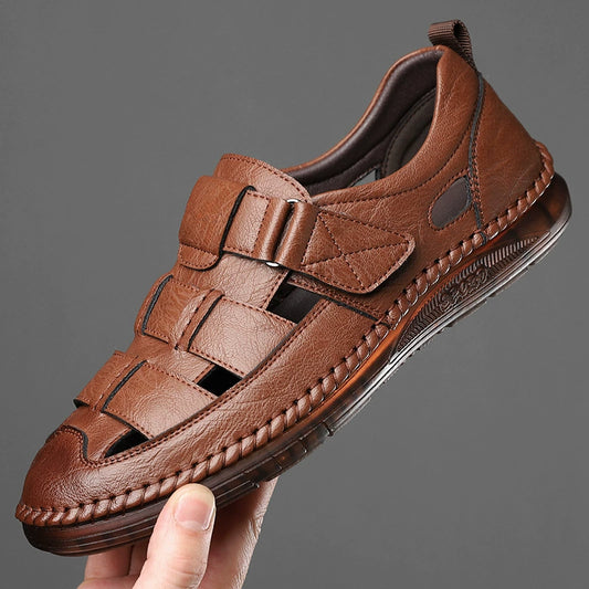 👞 Men's New Style Leather Sandals with Closed Toe