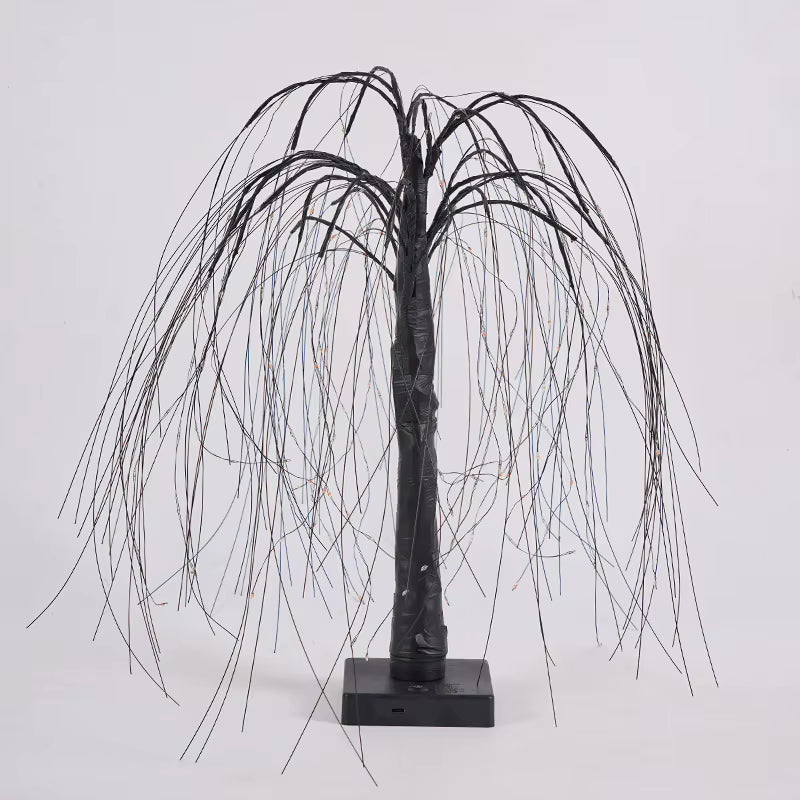 4’ Pre-Lit Halloween Black Willow Artificial Fall Tree with 120 Orange & Purple LED Lights