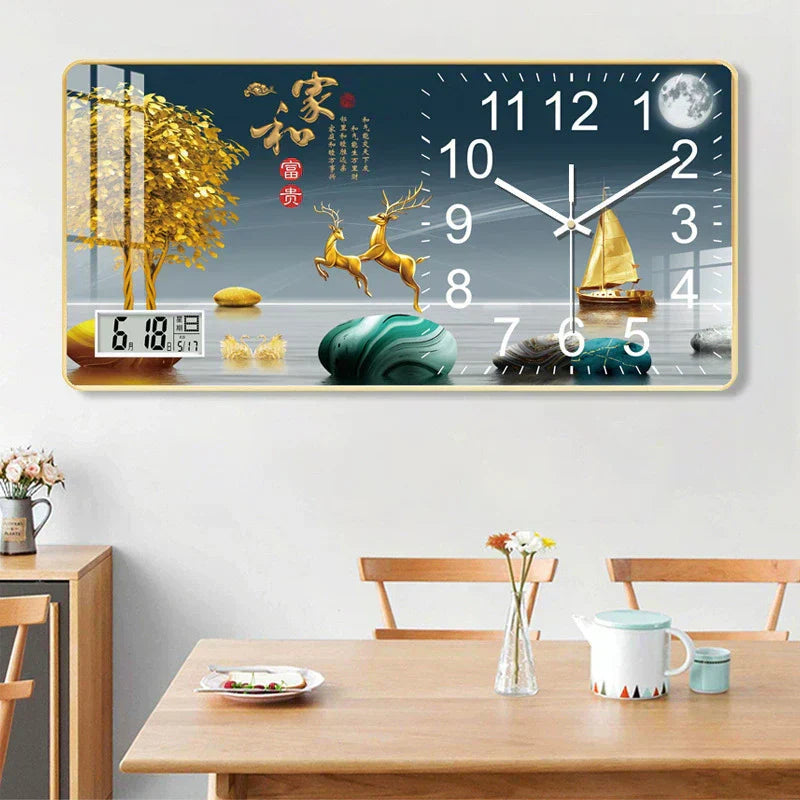 🕰️ Wall Clock of Crystal Porcelain Mura with LCD-2026 ✨
