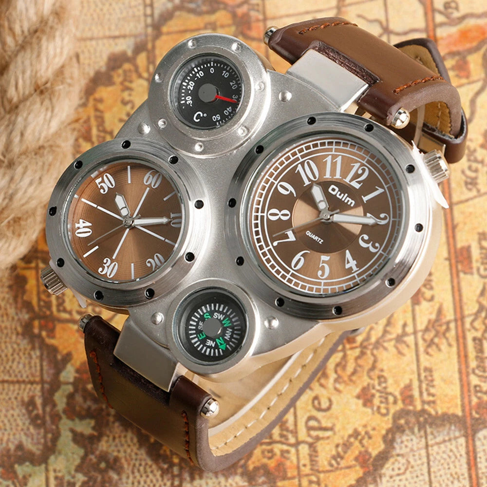 Oulm Mens Watches Antique Quartz Watch   Wristwatch Casual Leather Strap2026⌚